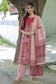 Block printed kalamkari cotton  3 pc chudidhar set [ Top with center zip, pant and dupatta] - Red  Kalamkari