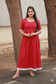 Premium Muslin- Feeding/ Maternity Maxi/Gown - Cotton lining /Double side zip - Cherry Red