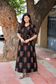 Cotton Maternity Feeding Gown/ Maxi / Center  zip– Black and red