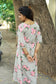 Cotton /Maternity 3 pc chudidhar set [ A line Top with double side zip, pant and dupatta] -Grey  with pink flower ( No side open top)