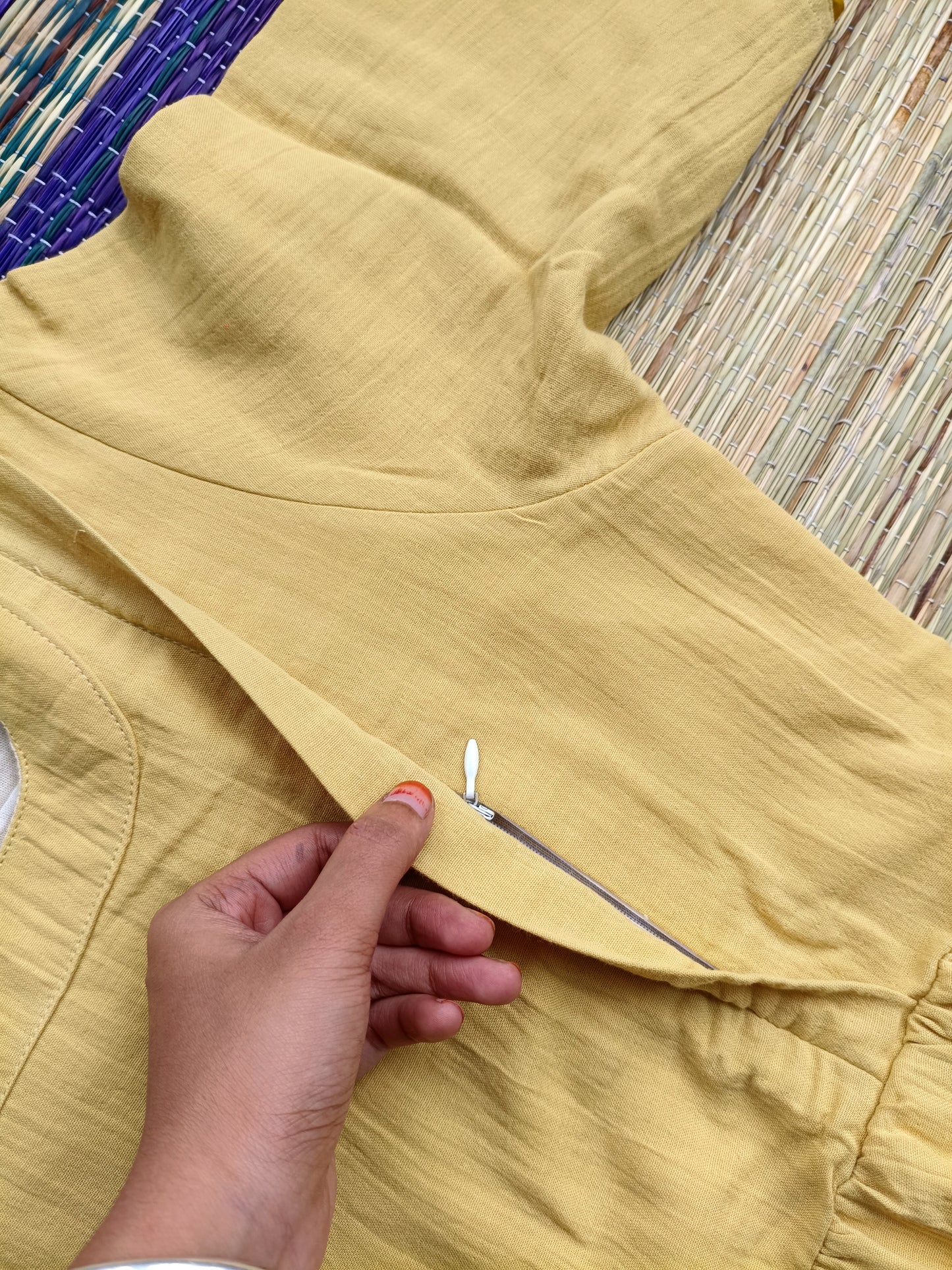 Premium Muslin- Feeding/ Maternity Maxi/Gown - Cotton lining /Double side zip - Yellow