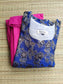Raw silk Maternity Maxi/Gown in center zip - Festival Collection- Full cotton lining - Blue with pink