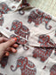 Block printed kalamkari cotton Maternity 2 pc chudidhar set [ Top with double side zip, and dupatta - Orange elephant