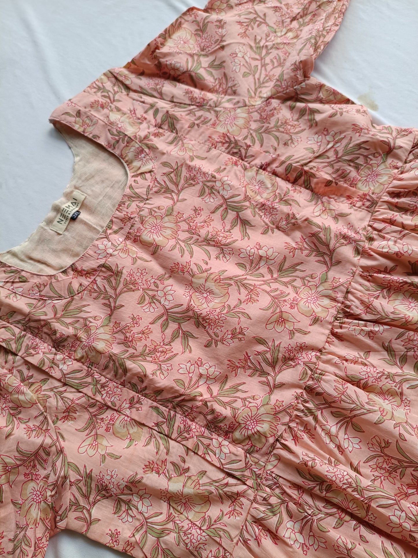 Cotton - Feeding/ Maternity Maxi/Gown - Cotton lining /Double side zip - Pink Floral