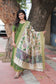 Chettinad Cotton -2 pc set -Maternity Maxi/Gown - Festival Collection -Full cotton lining- Double side zip with dupatta-Green with sandal