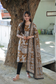 Block printed kalamkari cotton Maternity 2 pc chudidhar set [ Top with double side zip, and dupatta - Brown Deer