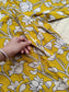 Block printed kalamkari cotton Maternity 2 pc chudidhar set [ Top with double side zip, and dupatta -Yellow flower