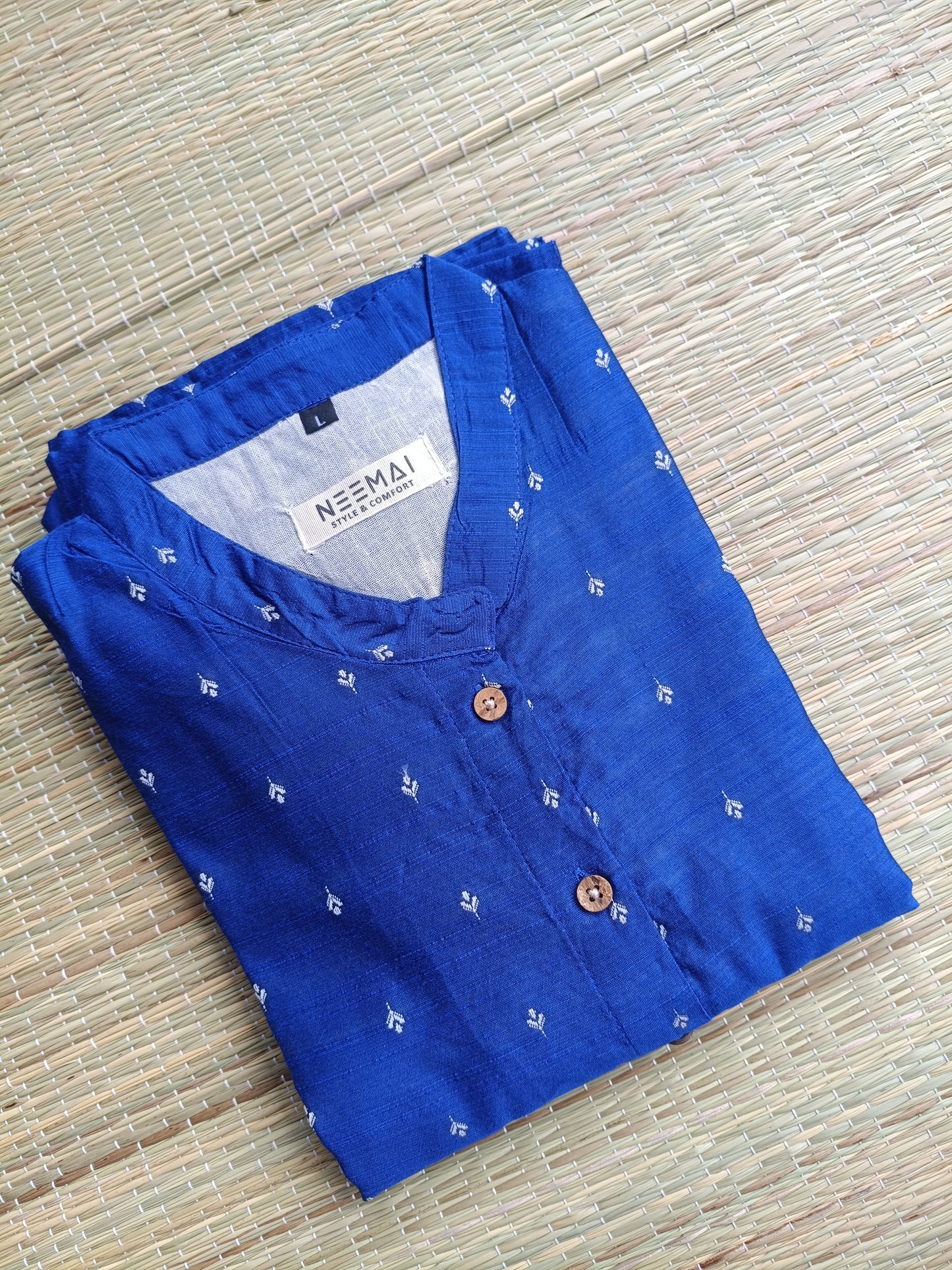 Raw silk Kurti/ Front 4 button operable( optional feeding) -used to Normal wear kurti - Blue
