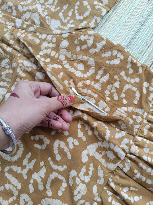 Cotton - Feeding/ Maternity Maxi/Gown - Cotton lining /Double side zip - Honey White