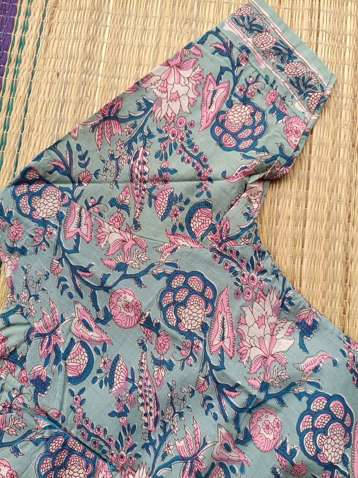 Premium soft Cotton Maternity 3 pc chudidhar set [ Top with center zip, pant and dupatta ] -A line Top - ( No side open) Blue