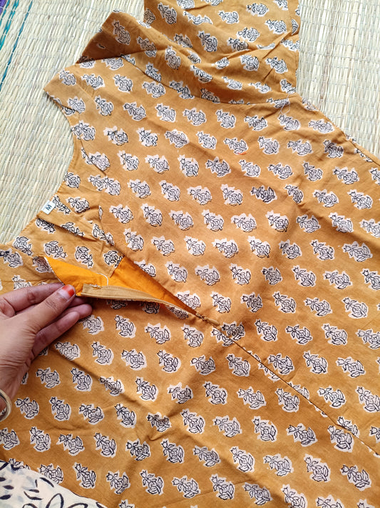 Premium soft Cotton Maternity 3 pc chudidhar set [ Top with center zip, pant and dupatta ] -A line Top - ( No side open) Mustard