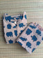 Block printed kalamkari cotton Maternity 2 pc chudidhar set [ Top with center zip, and dupatta - Blue elephant kalamkari