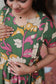 Kalamkari cotton- Feeding/ Maternity Maxi/Gown - Cotton lining  / Double side zip-Green flower