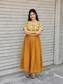 Cotton / Raw silk Maternity Maxi/Gown in center zip - Festival Collection- Full cotton lining - Honey  with yellow pichwai