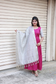 Raw silk - Double side zip  Maternity Maxi/Gown - Festival Collection -  Dark Pink and  Silver Sleeve