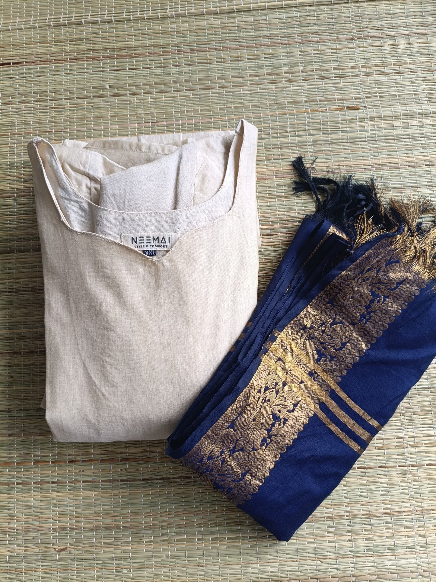 Silk Dupatta - Ink blue