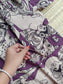 Block printed kalamkari cotton Maternity 2 pc chudidhar set [ Top with double side zip, and dupatta - Yazhi violet