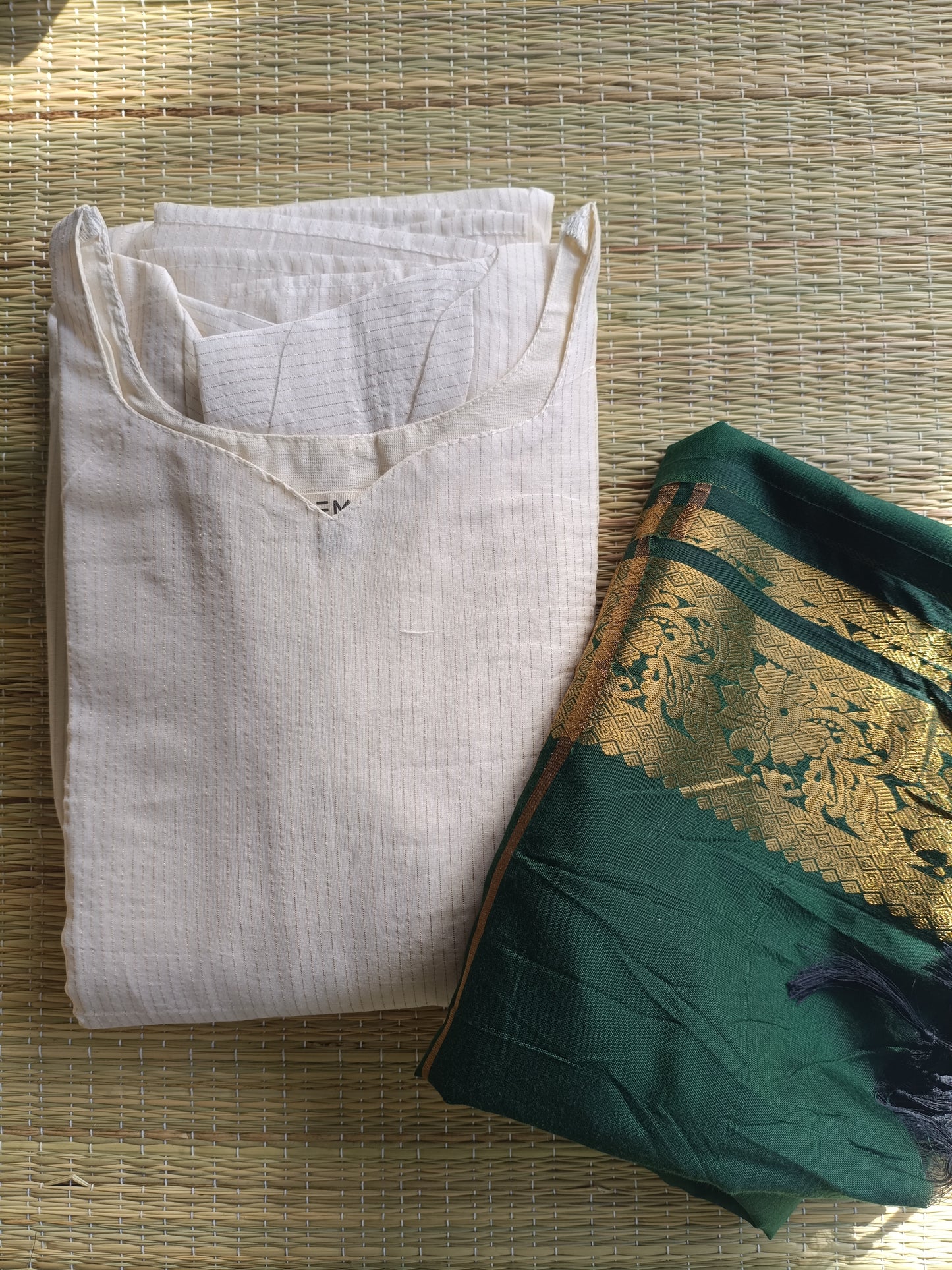 Silk Dupatta - Green - only Dupatta