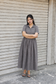 Premium Muslin - Feeding/ Maternity Maxi/Gown - Cotton lining /Center zip -Collar Grey with pink flower