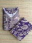 Block printed kalamkari cotton Maternity 2 pc chudidhar set [ Top with double side zip, and dupatta - Violet and sandal flower