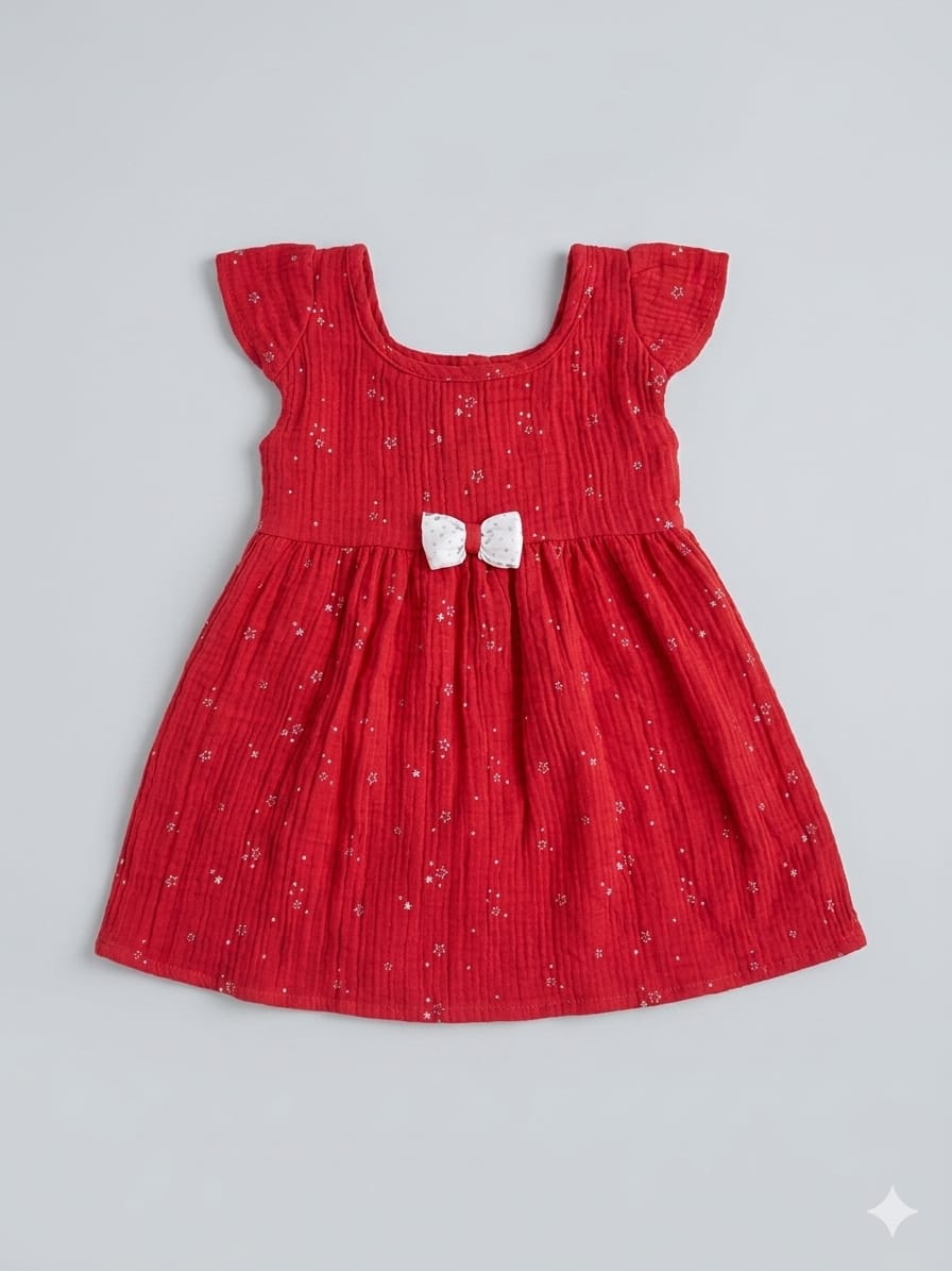 Girl baby dress / Muslin- Red