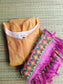 2 Pc set / Center zip- Butter silk kurti with Dupatta-  Normal /Feeding kurti -  Orange with pink