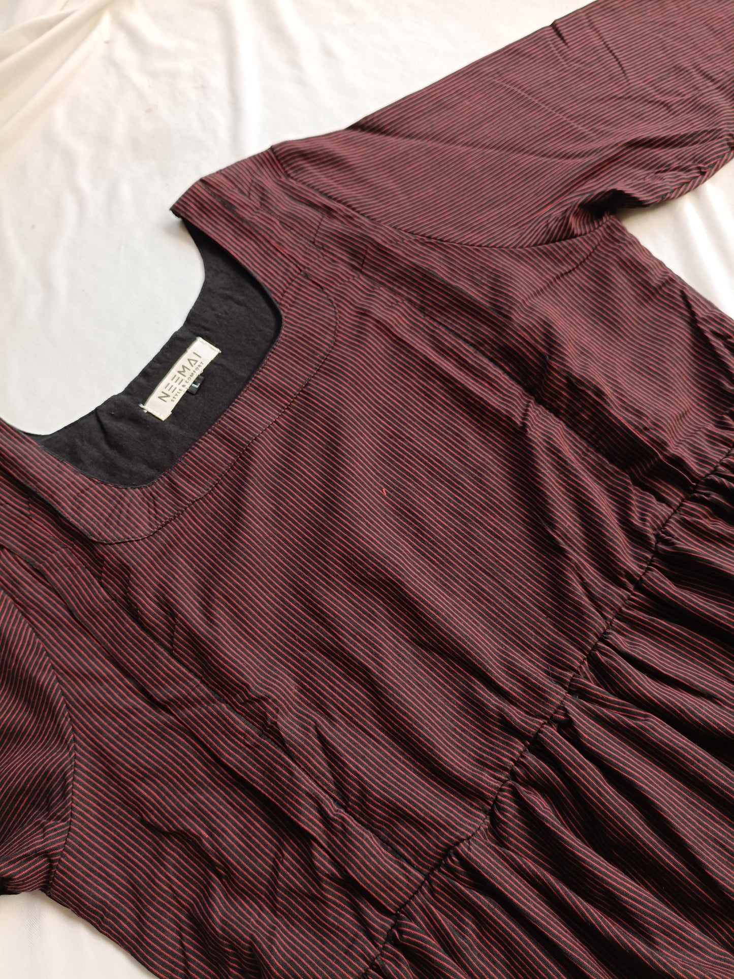 Prewashed handloom Cotton - Feeding/ Maternity Maxi/Gown - Cotton lining /Double side zip - Brown Stripe