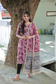 Block printed kalamkari cotton Maternity 2 pc chudidhar set [ Top with double side zip, and dupatta - Sandal and pink flower