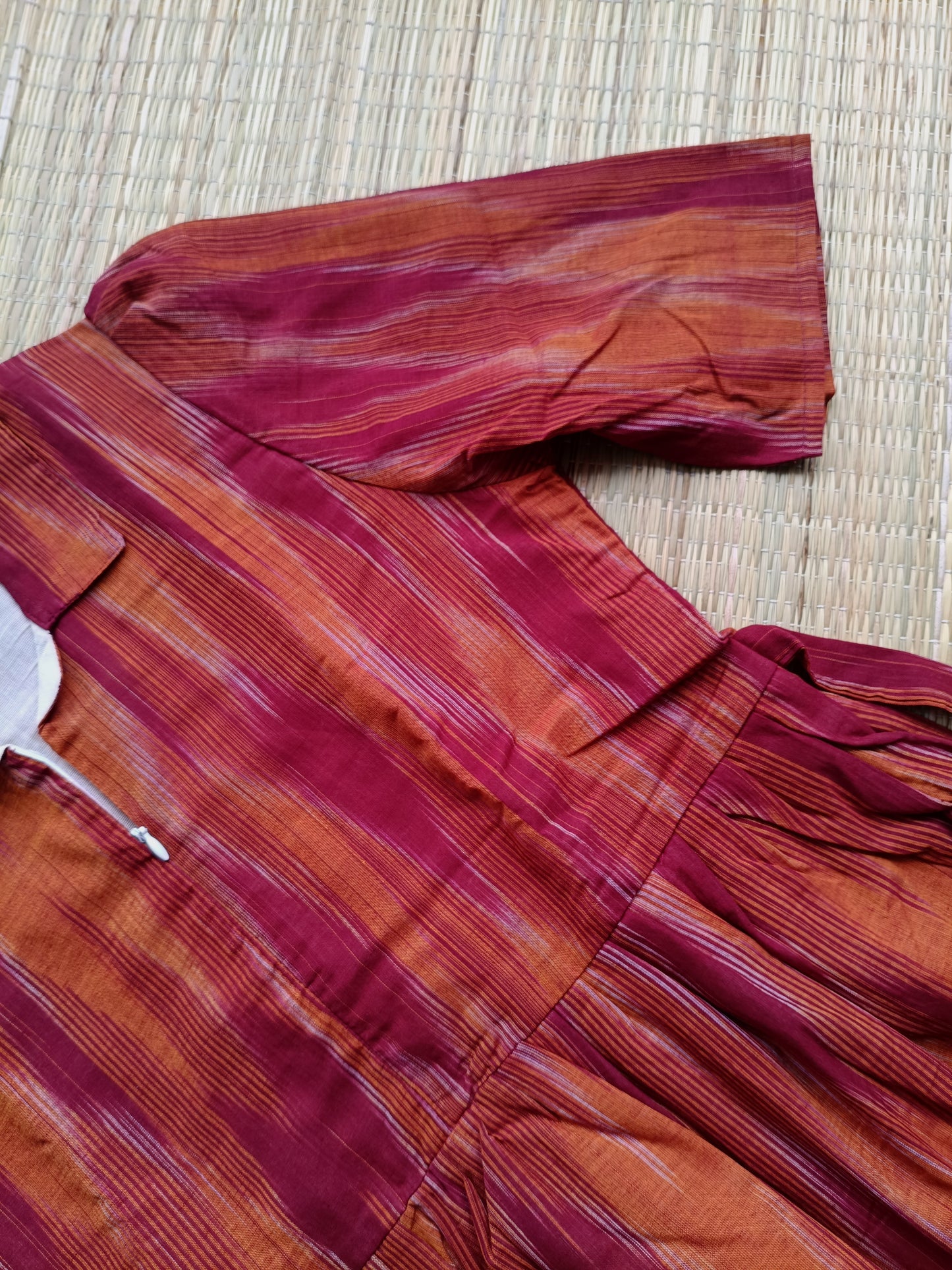 Premium Cotton - Feeding/ Maternity Maxi/Gown - Cotton lining /Center zip -Collar Maroon and orange