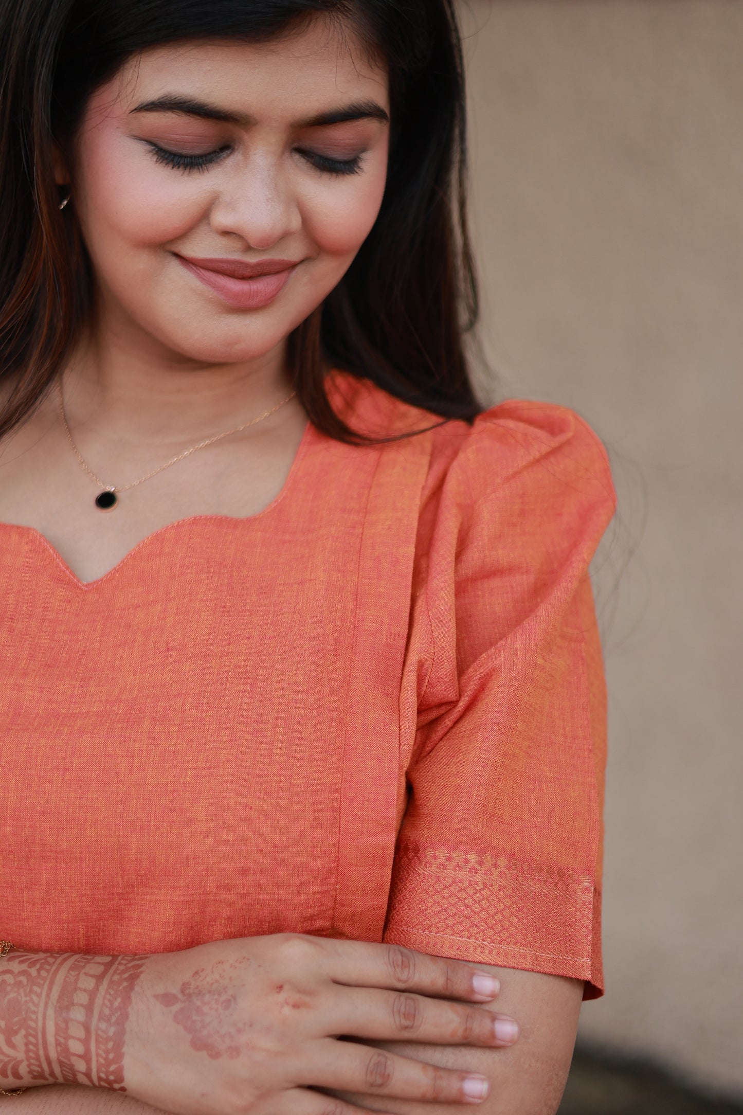 Chettinad Cotton -2 pc set -Maternity Maxi/Gown - Festival Collection -Full cotton lining- Double side zip with dupatta- Orange With multi color