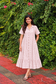Muslin Collar A line Dress (Relaxed Fit)  – Blush pink|Front 4 Button Openable  Maternity & Feeding/Casual wear Dress