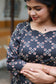 Cotton /Maternity 3 pc chudidhar set [ A line Top with double side zip, pant and dupatta] -Black with maroon butta ( No side open top)