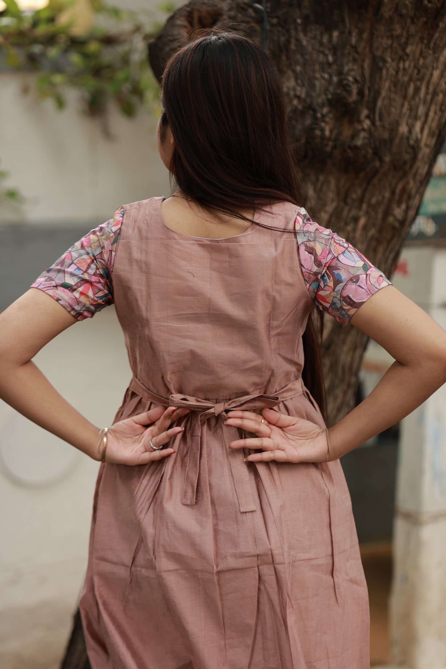 Butter silk Maternity Maxi/Gown - Festival Collection -Full cotton lining- Pastel Brown