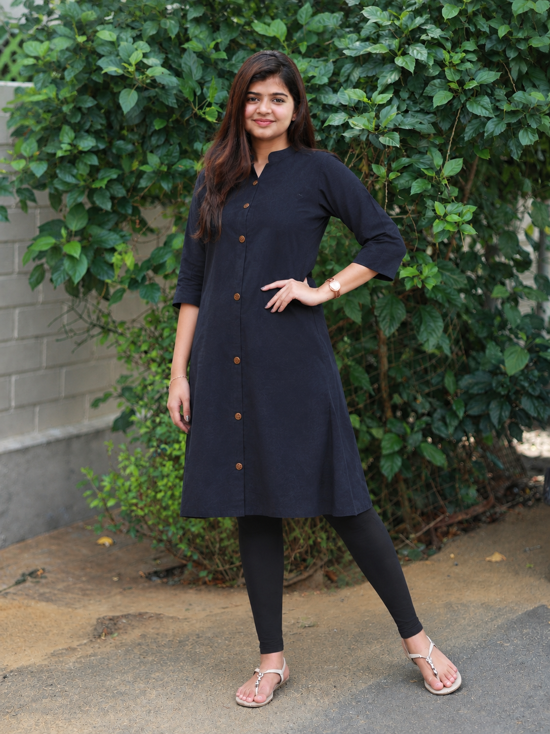 Navy Princess - Double side zip feeding | A line kurti