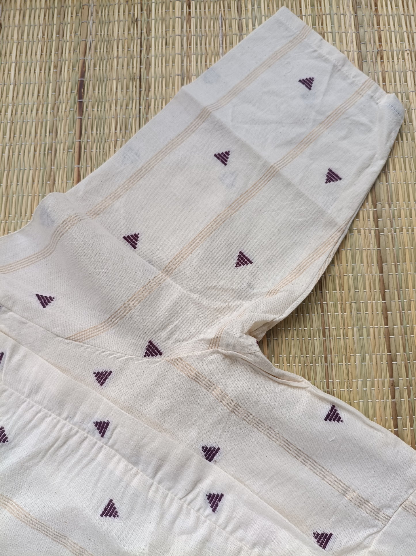 Onam special  Maternity 3 pc chudidhar set [ Top with double side zip, pant and dupatta ] -White and Purple butta