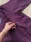 Prewashed pure Cotton checks / Maternity 2 pc Coordset [ Top with double side zip, and Pant]  -Small checks purple