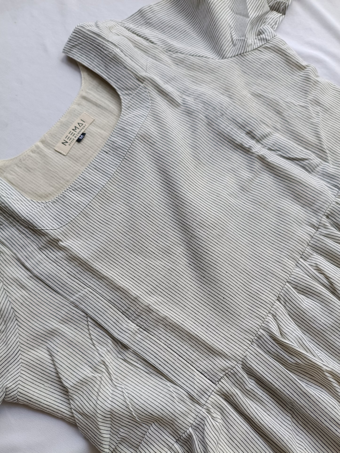 Cotton - Feeding/ Maternity Maxi/Gown - Cotton lining /Double side zip -  White  Stripe
