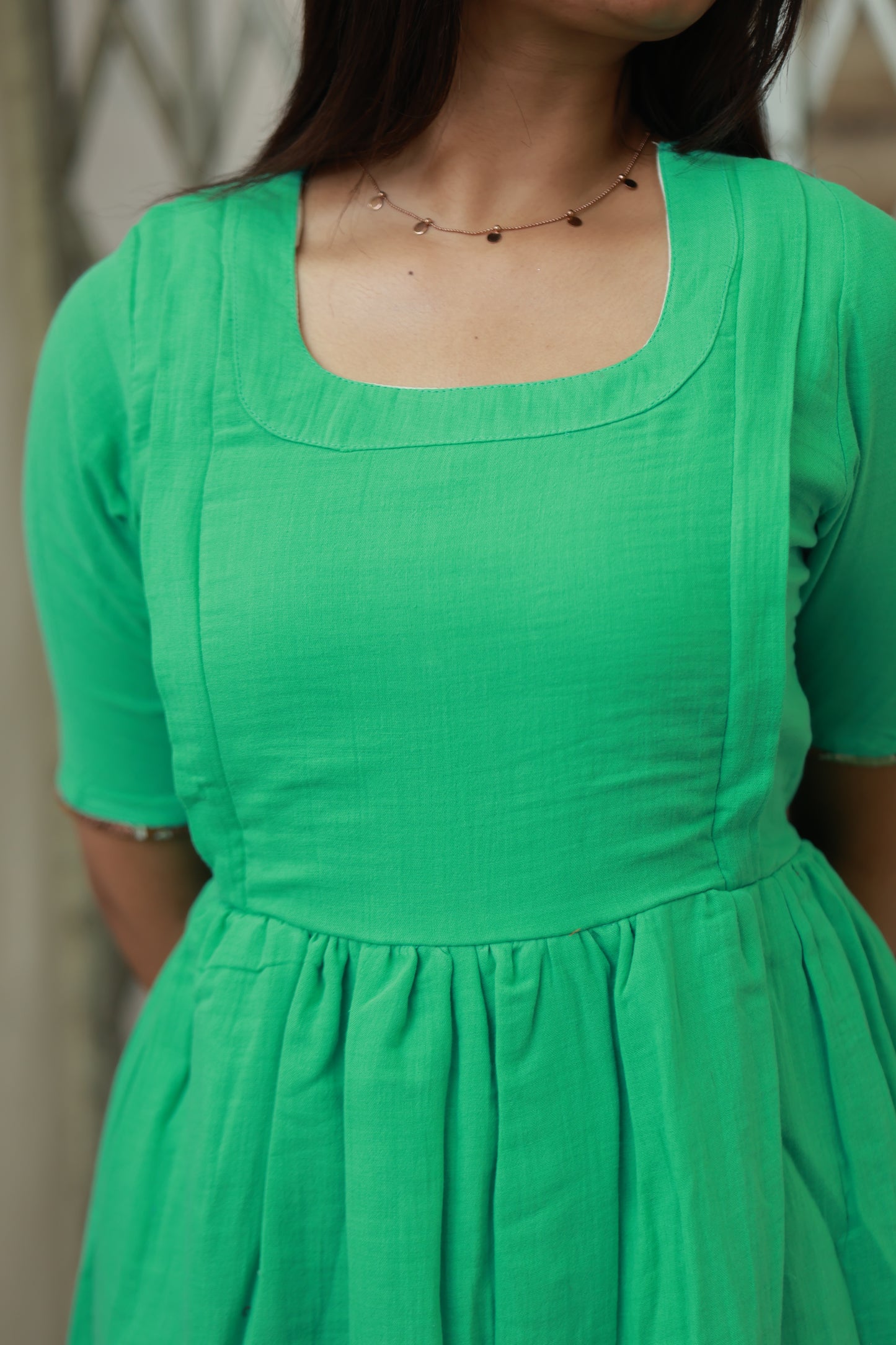 Premium Muslin- Feeding/ Maternity Maxi/Gown - Cotton lining /Double side zip - Parrot Green