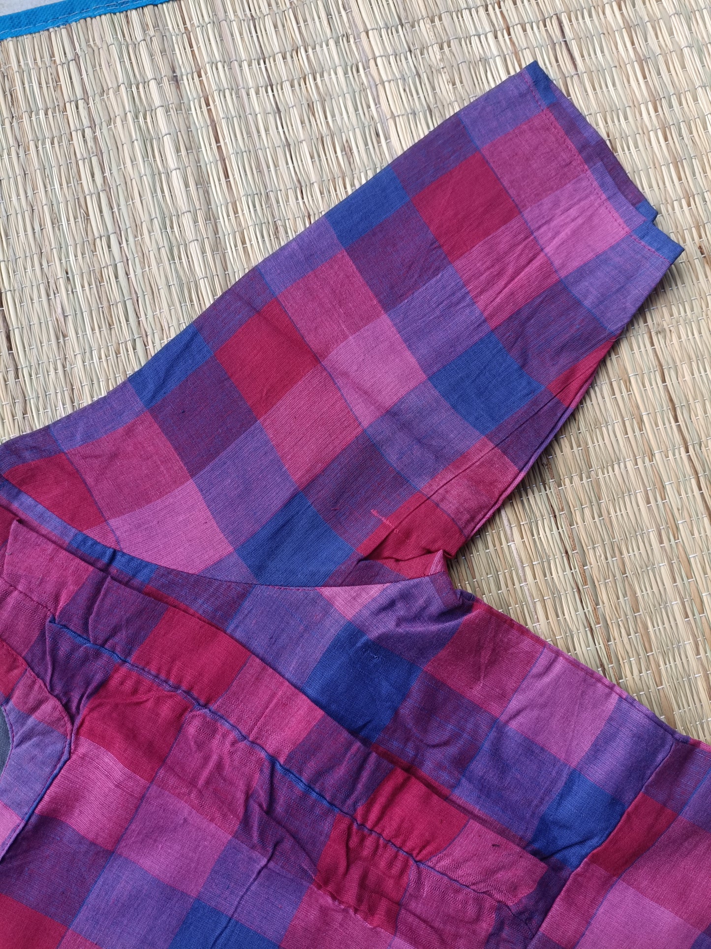 Madras check/ cotton Maternity 2 pc chudidhar set [ Top with double side zip, and Pant- pink