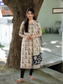 Block printed kalamkari cotton Maternity 2 pc chudidhar set [ Top with double side zip, and dupatta - Brown and sandal pichwai