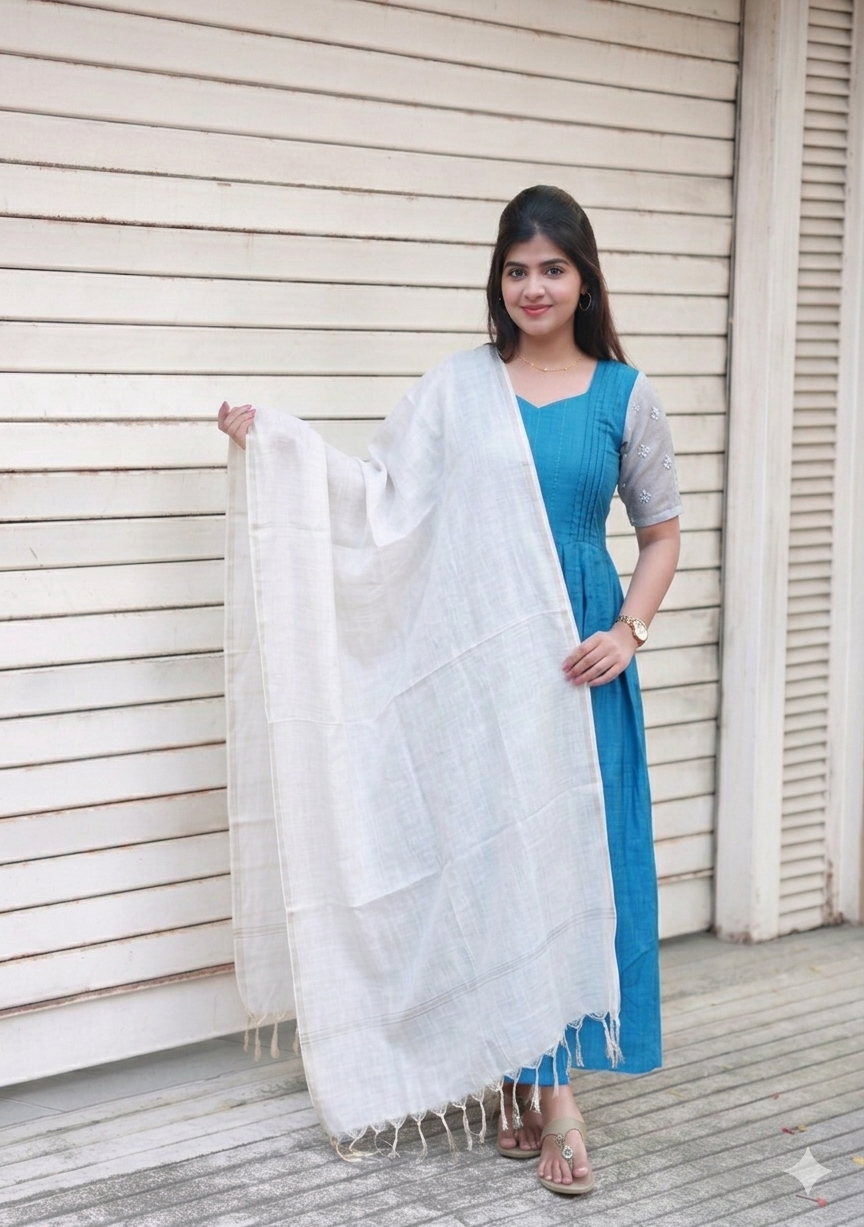 Raw silk - Double side zip  Maternity Maxi/Gown - Festival Collection -  Blue and silver sleeve