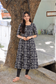 Block printed kalamkari cotton Maternity 2 pc chudidhar set [ Top with double side zip, and dupatta - Black fish
