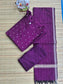 Raw Silk Maternity 3 Pc Chudidhar Set –  Violet (Center Zip, No Side Top)