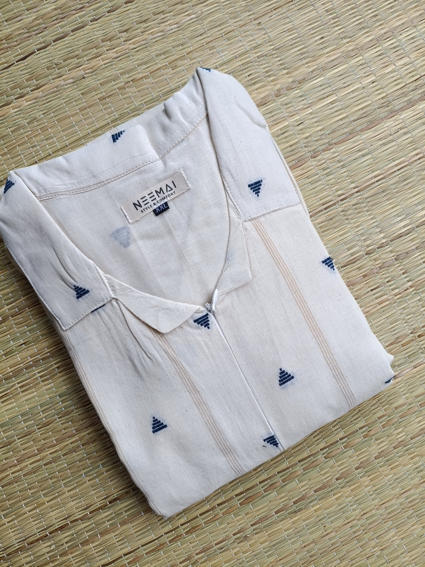 Onam special Maternity maxi / gown-White and Blue butta