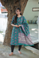 Block printed kalamkari cotton Maternity 2 pc chudidhar set [ Top with double side zip, and dupatta - Purple green elephant