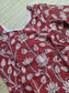 Block printed kalamkari cotton Maternity 2 pc chudidhar set [ Top with double side zip, and dupatta - Red flower