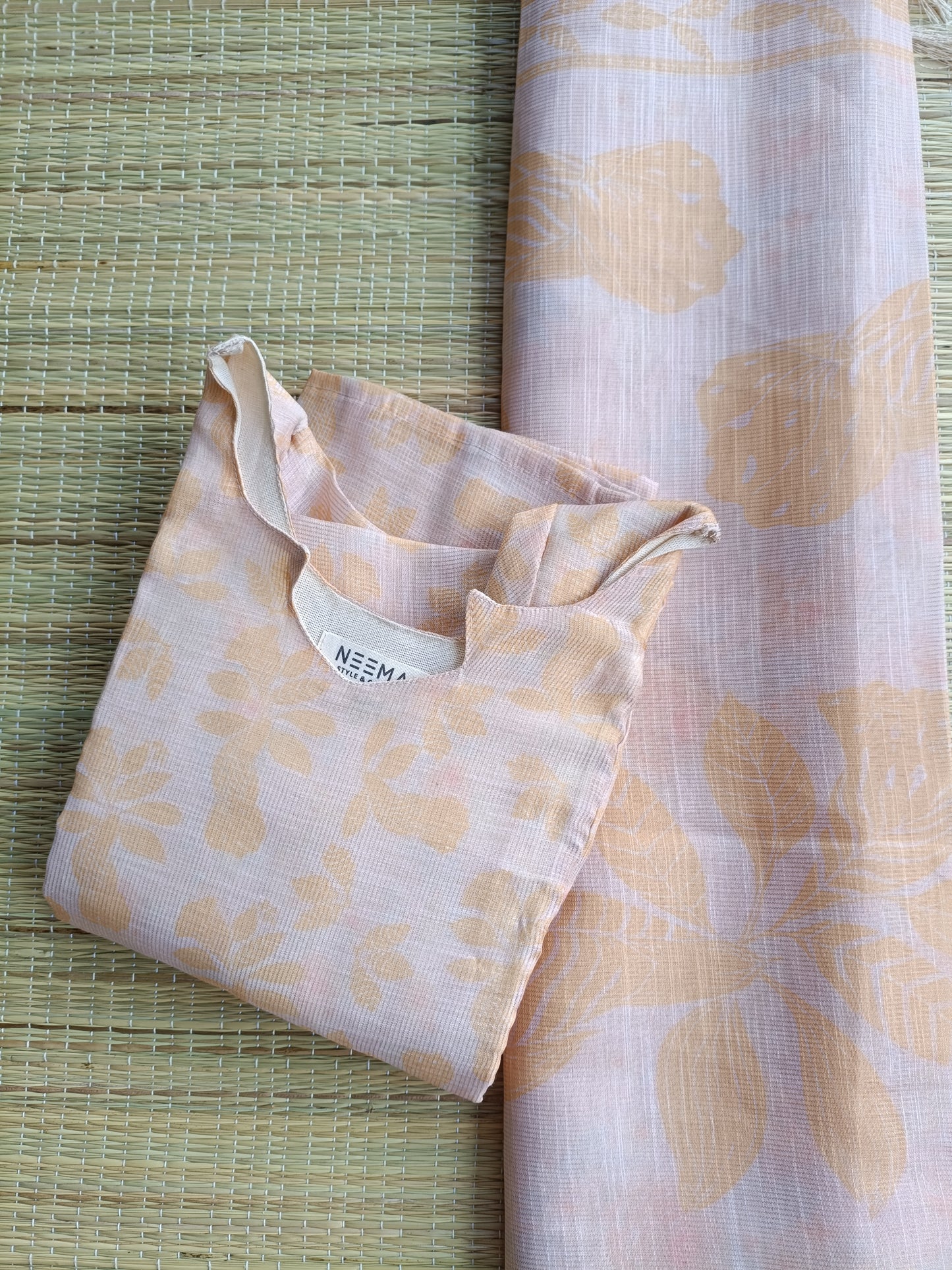 Raw Silk Maternity 2 Pc Chudidhar Set – Yellow flower /Double side Zip (Side Open Top + Dupatta)