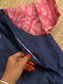 Soft silk - Double side zip  Maternity Maxi/Gown - Festival Collection  - Full cotton Liing - Navy blue