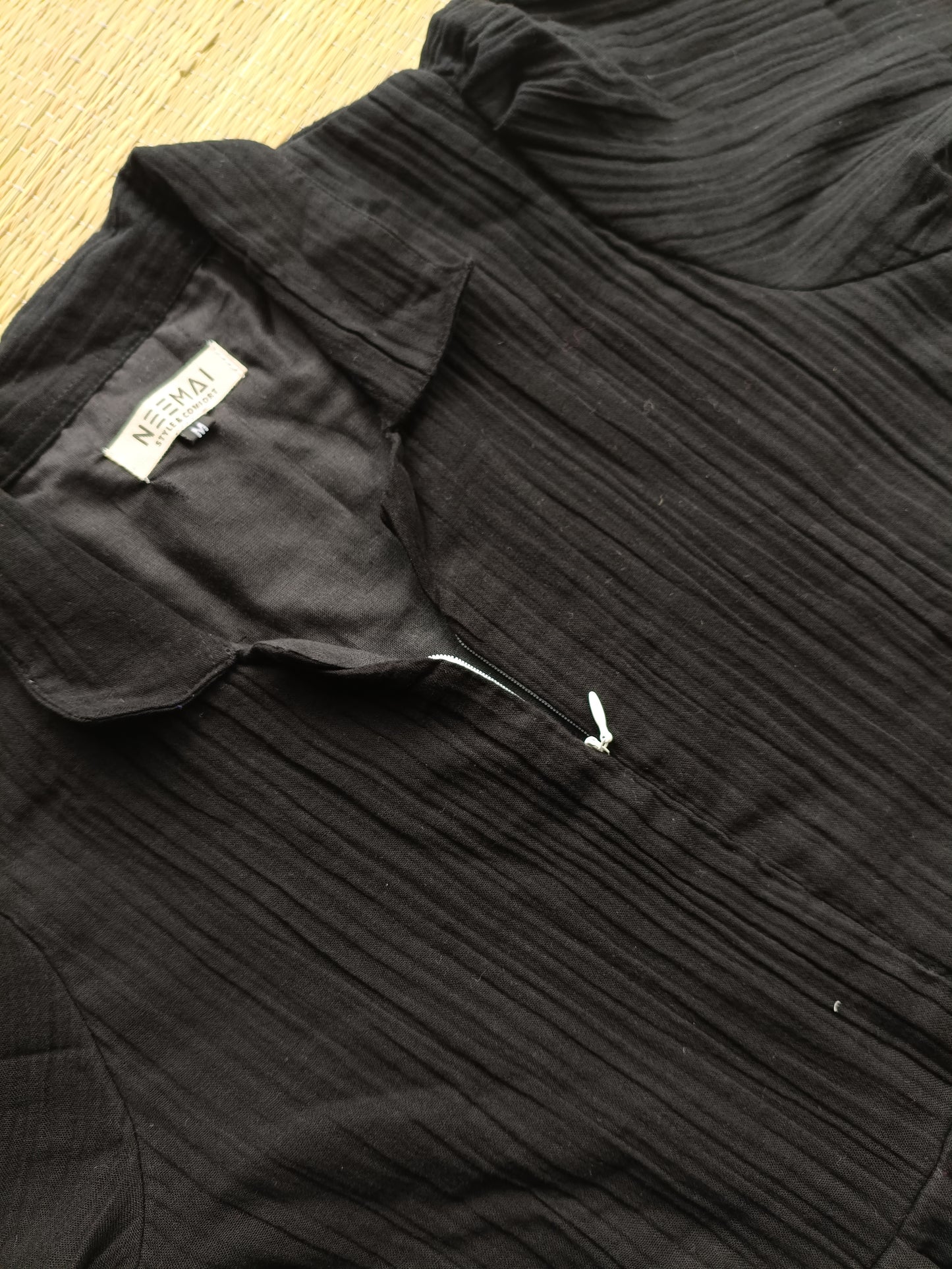 Maxi/ Gown-  Premium Muslin -  Maternity/Center zip - Self black Muslin