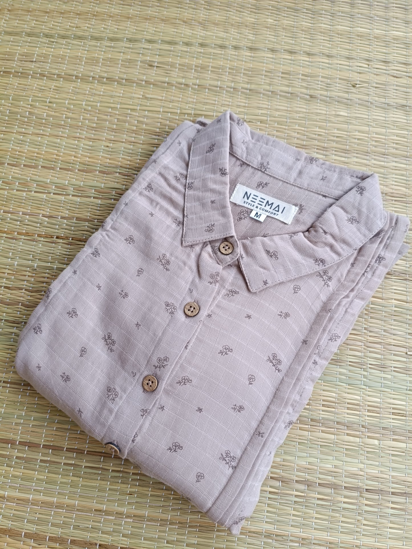 Muslin Collar A line Dress (Relaxed Fit) – Sandal |Front 4 Button Openable  Maternity & Feeding/Casual wear Dress